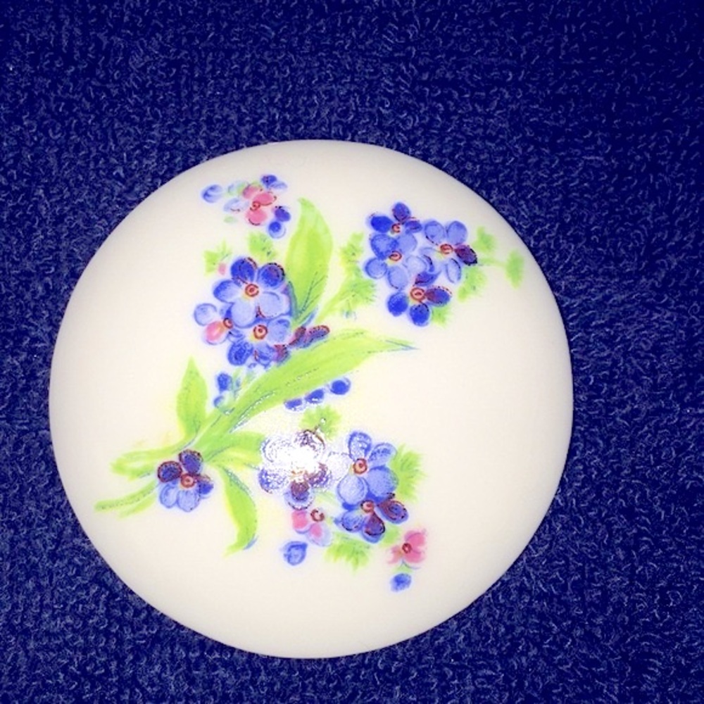 Limoges France porcelain trinket box blue/purple floral collection